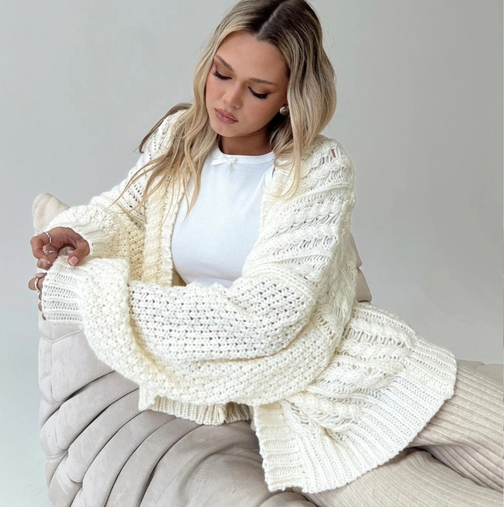 NWT Princess Polly Cream Abner Cable Knit Cardigan Sz XS/S - Picture 3 of 15